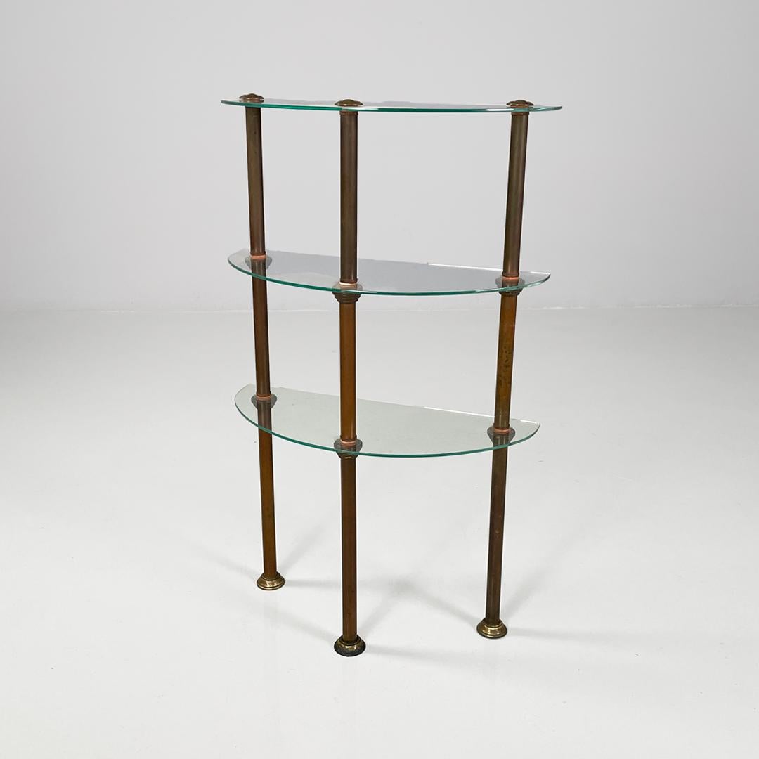 Early 20th Century Italian three-shelf console table in metal and glass, 1920s in vendita