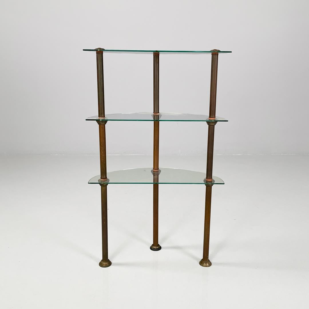 Metallo Italian three-shelf console table in metal and glass, 1920s in vendita