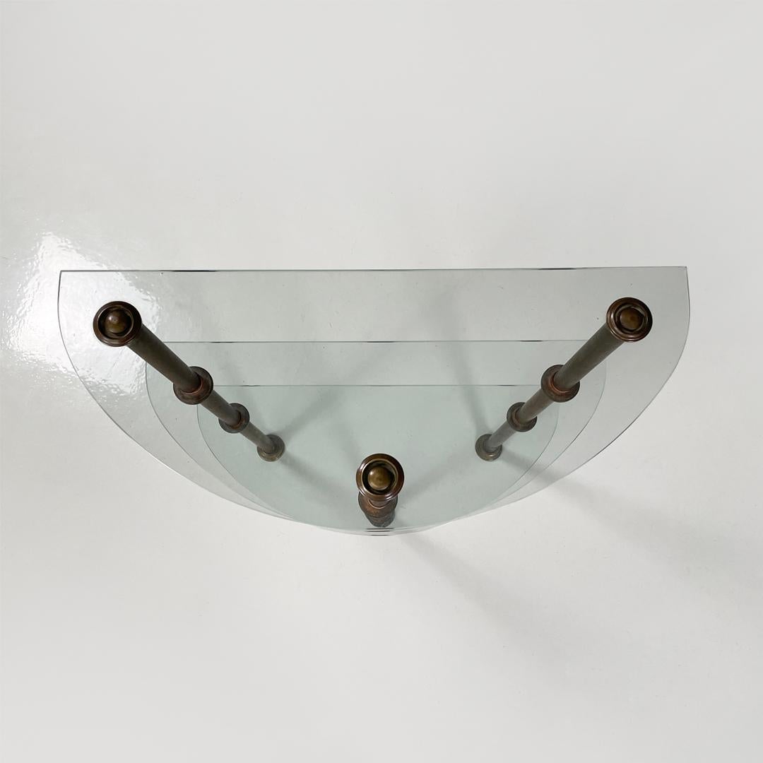 Italian three-shelf console table in metal and glass, 1920s in vendita 1