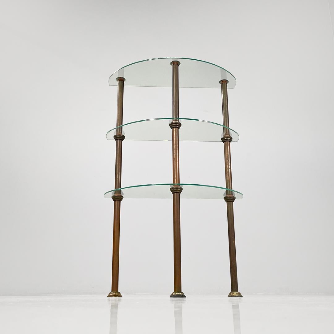 Italian three-shelf console table in metal and glass, 1920s in vendita 2