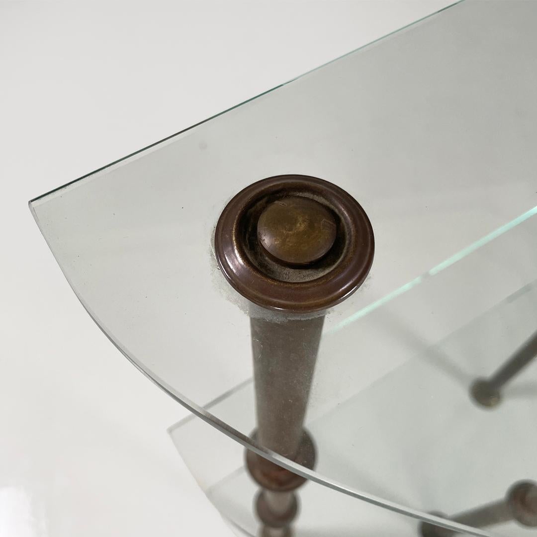 Italian three-shelf console table in metal and glass, 1920s in vendita 3