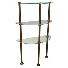 Italian three-shelf console table in metal and glass, 1920s