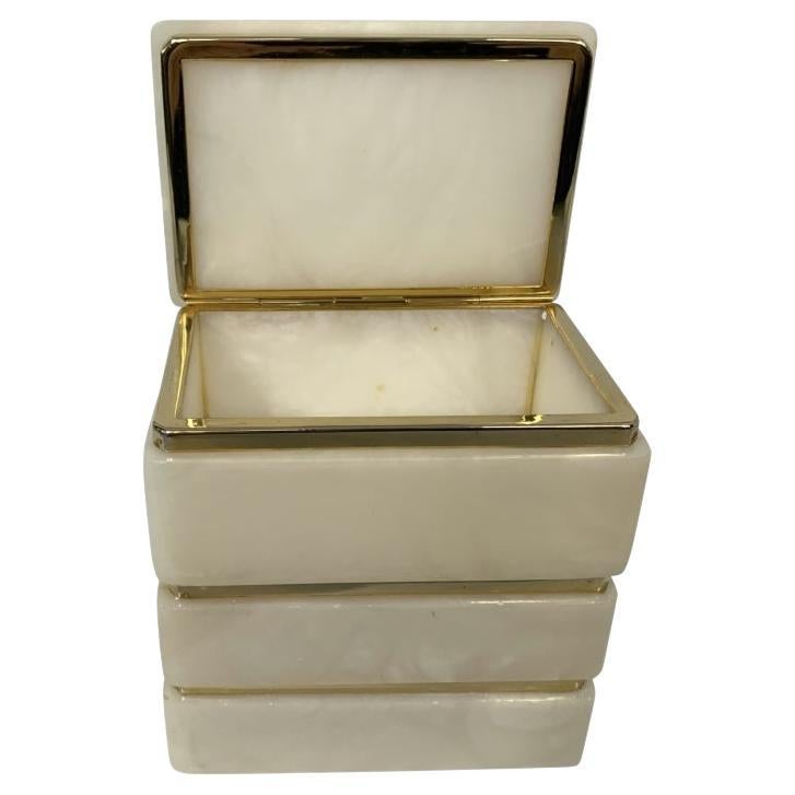 Italian Three Tier Alabaster Trinket Jewelry Box