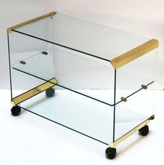 Italian Three-Tier Drinks Cart of Brass and Glass by Gallotti & Radice