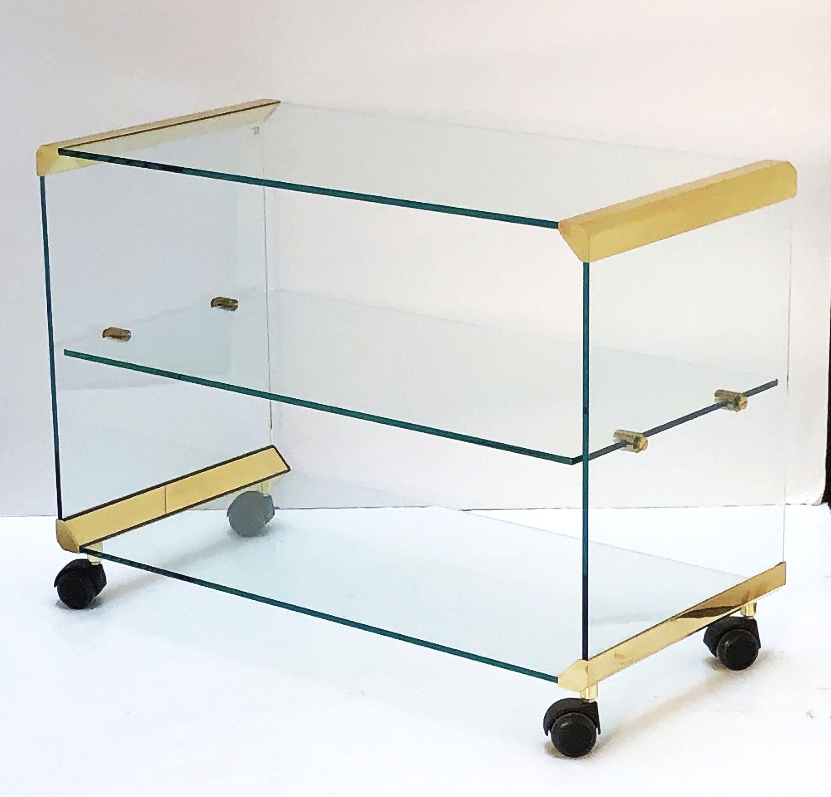 Italian Three-Tier Drinks Cart of Brass and Glass by Gallotti & Radice 2