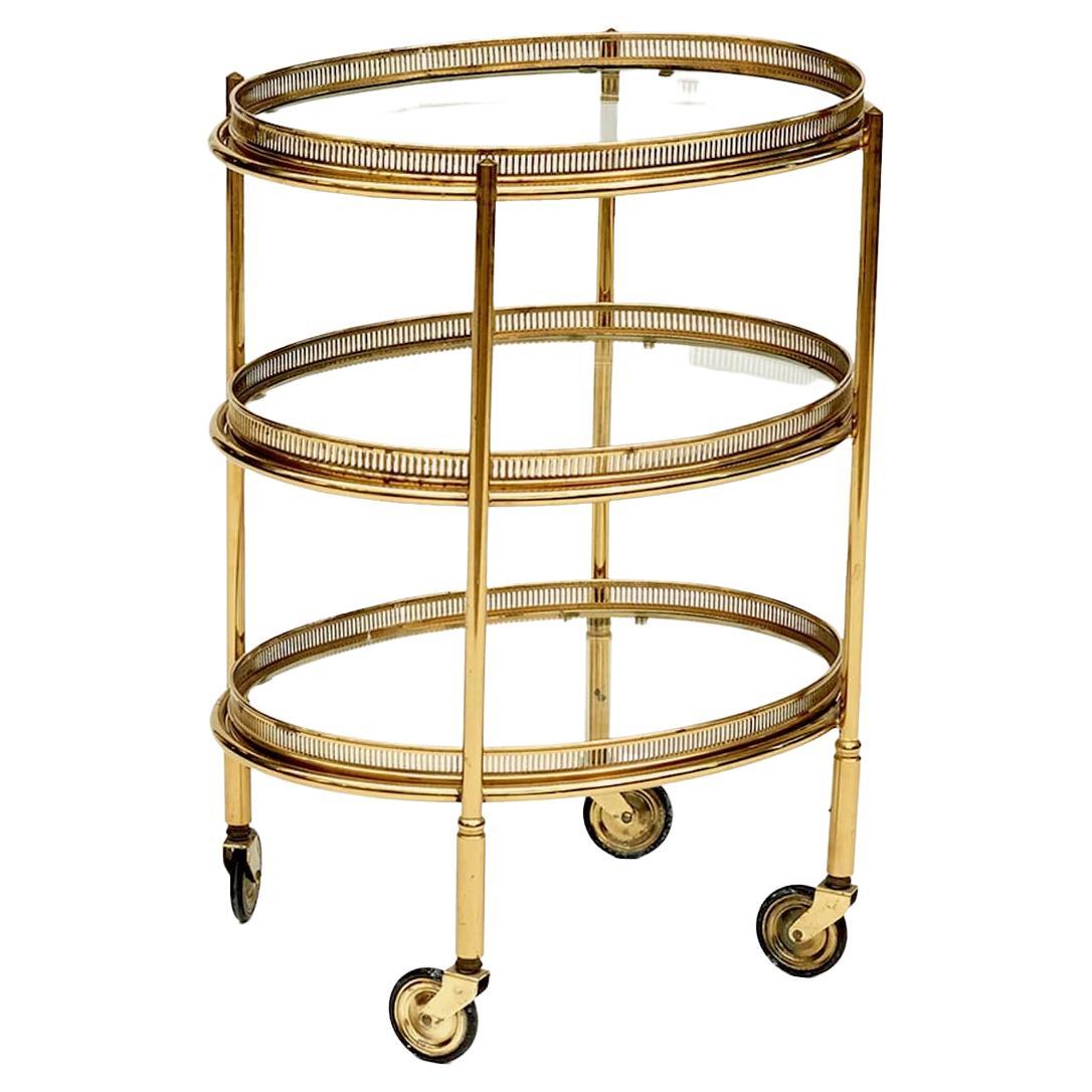 Vintage Italian Three Tier Étagère In Brass And Glass