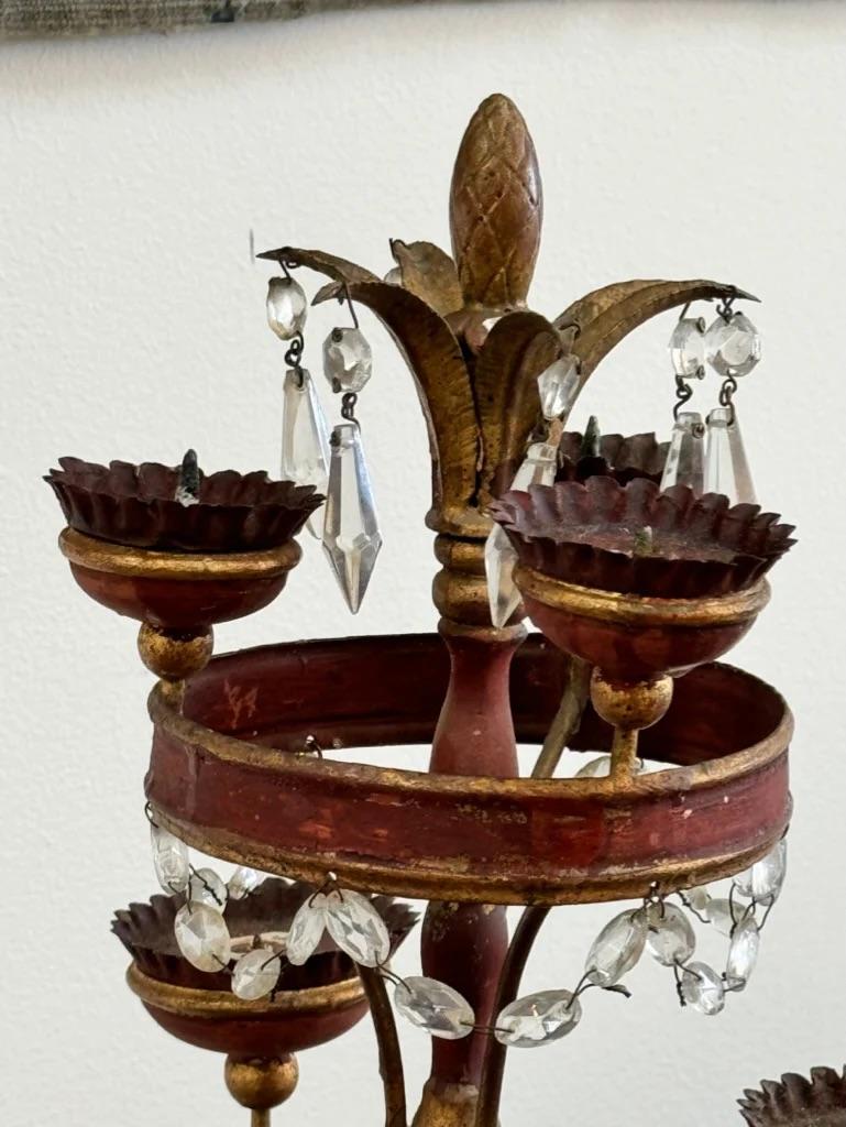 Metal Italian Three-Tiered Tole Girandole, Late 18th-Early 19th Century For Sale