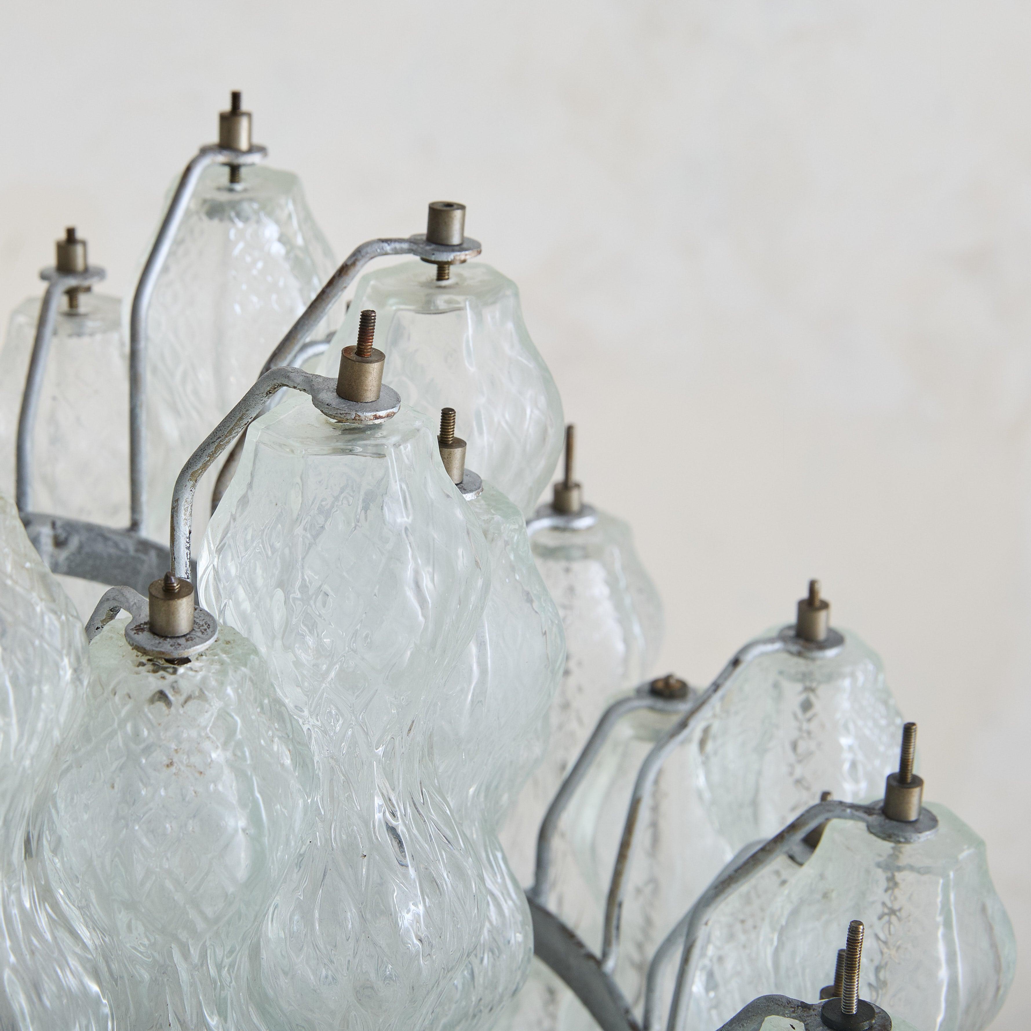 Moderno Italian Tiered Murano Glass Chandelier Attributed to Archimede Seguso, 1950s in vendita