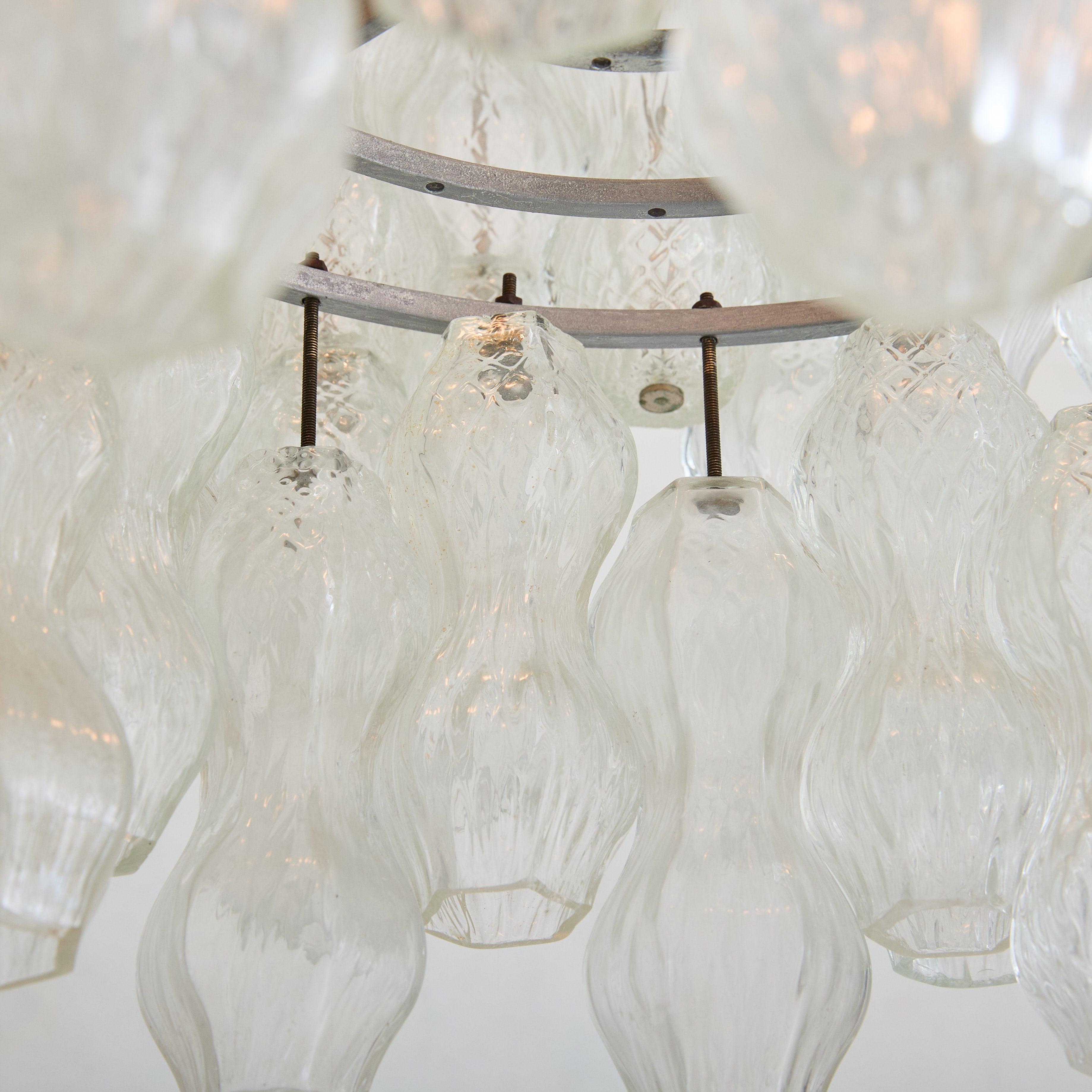 Italian Tiered Murano Glass Chandelier Attributed to Archimede Seguso, 1950s in vendita 1