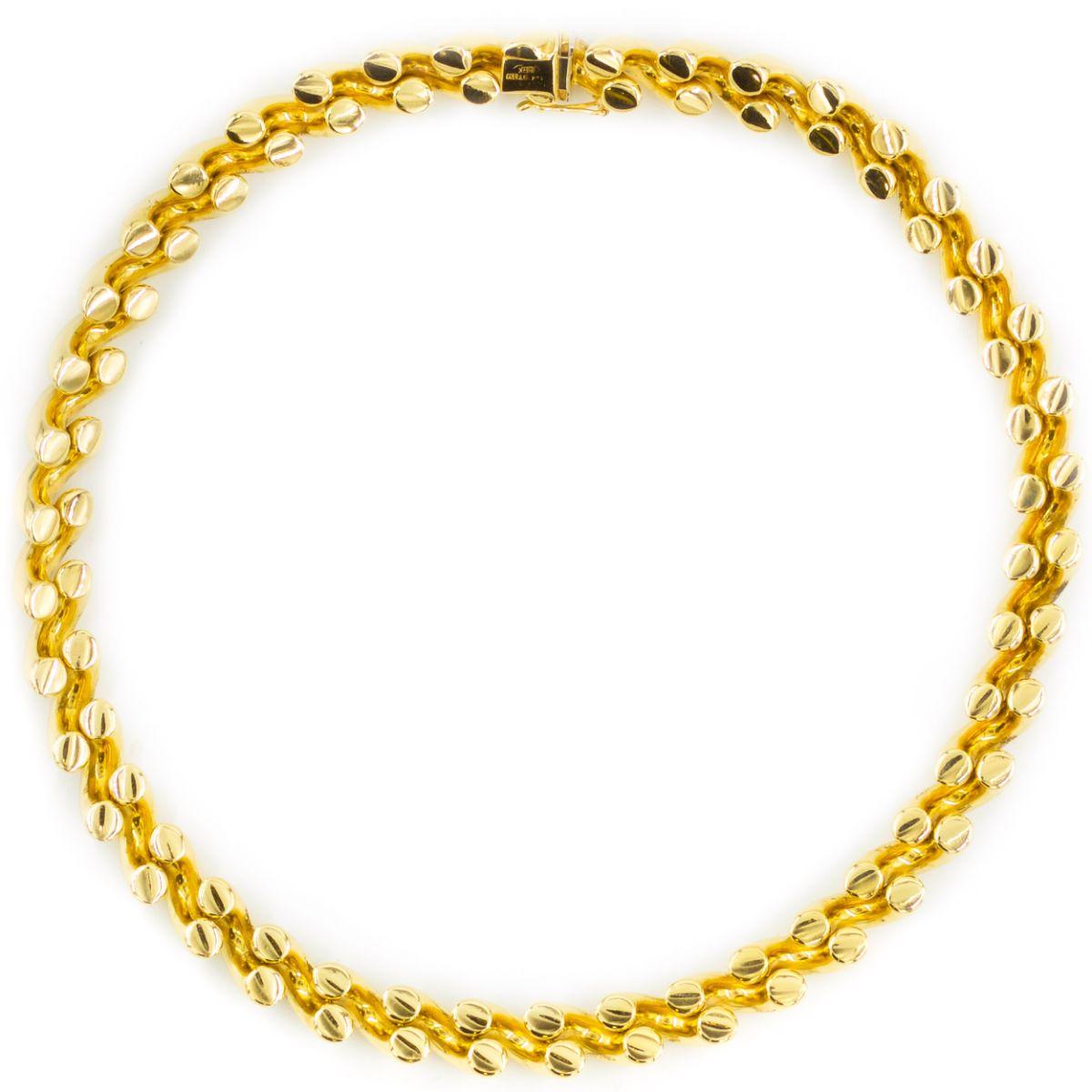 Modern Italian Tiffany & Co 14k Yellow Gold San-Marco Choker Necklace