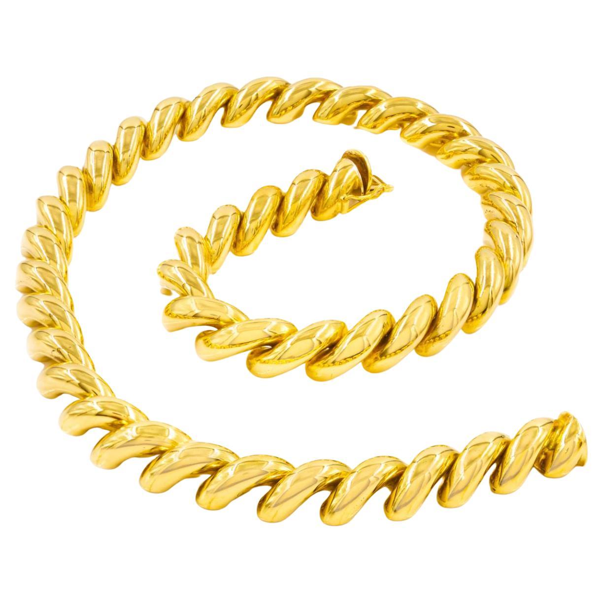 Italian Tiffany & Co 14k Yellow Gold San-Marco Choker Necklace