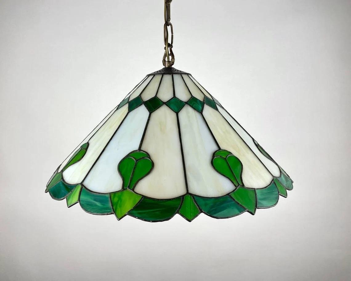 1970 stained glass chandelier
