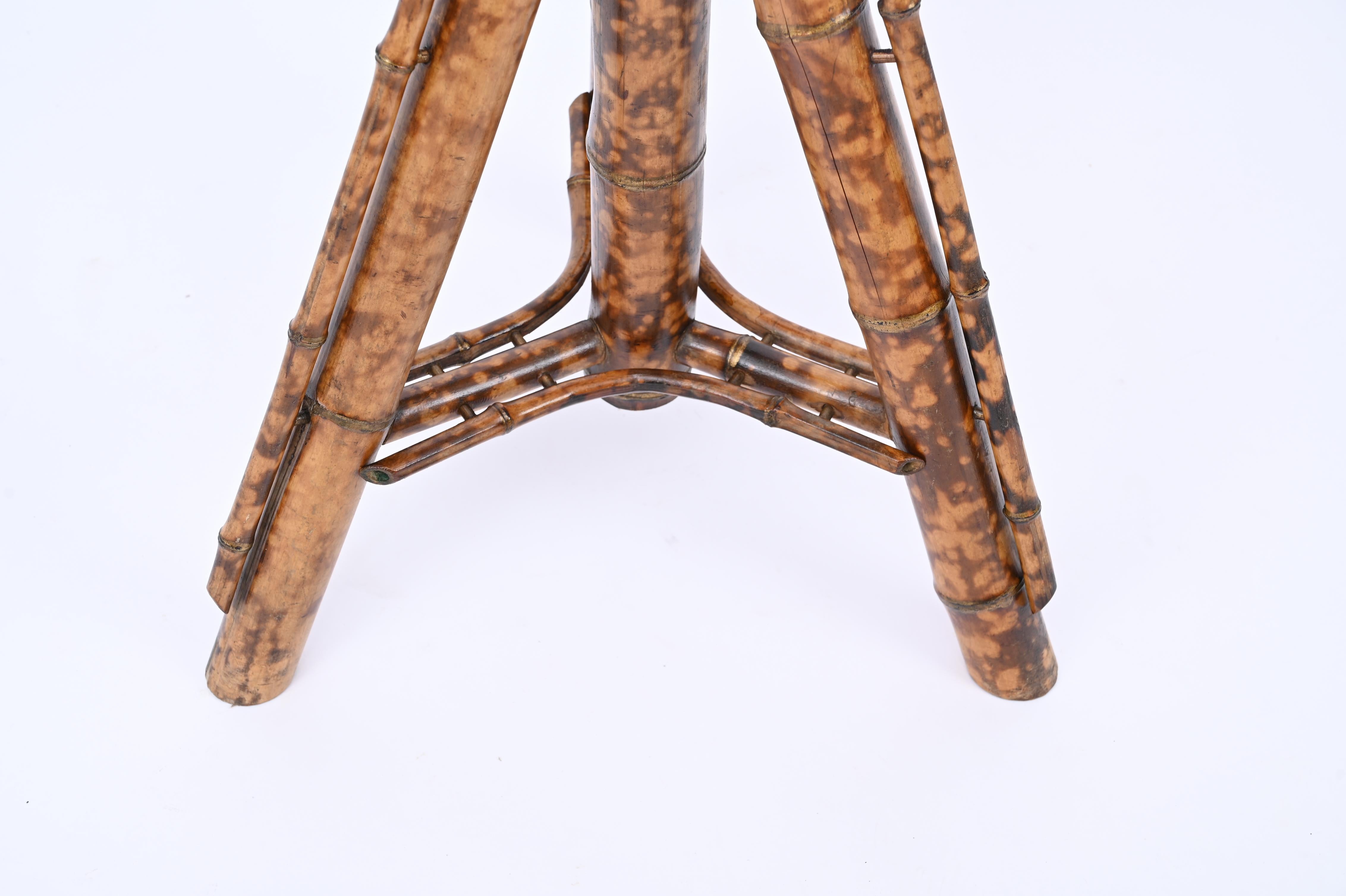 Italian Tiger Bamboo Tripod Pedestals or Plant Stands, Italy 1950s For Sale 4