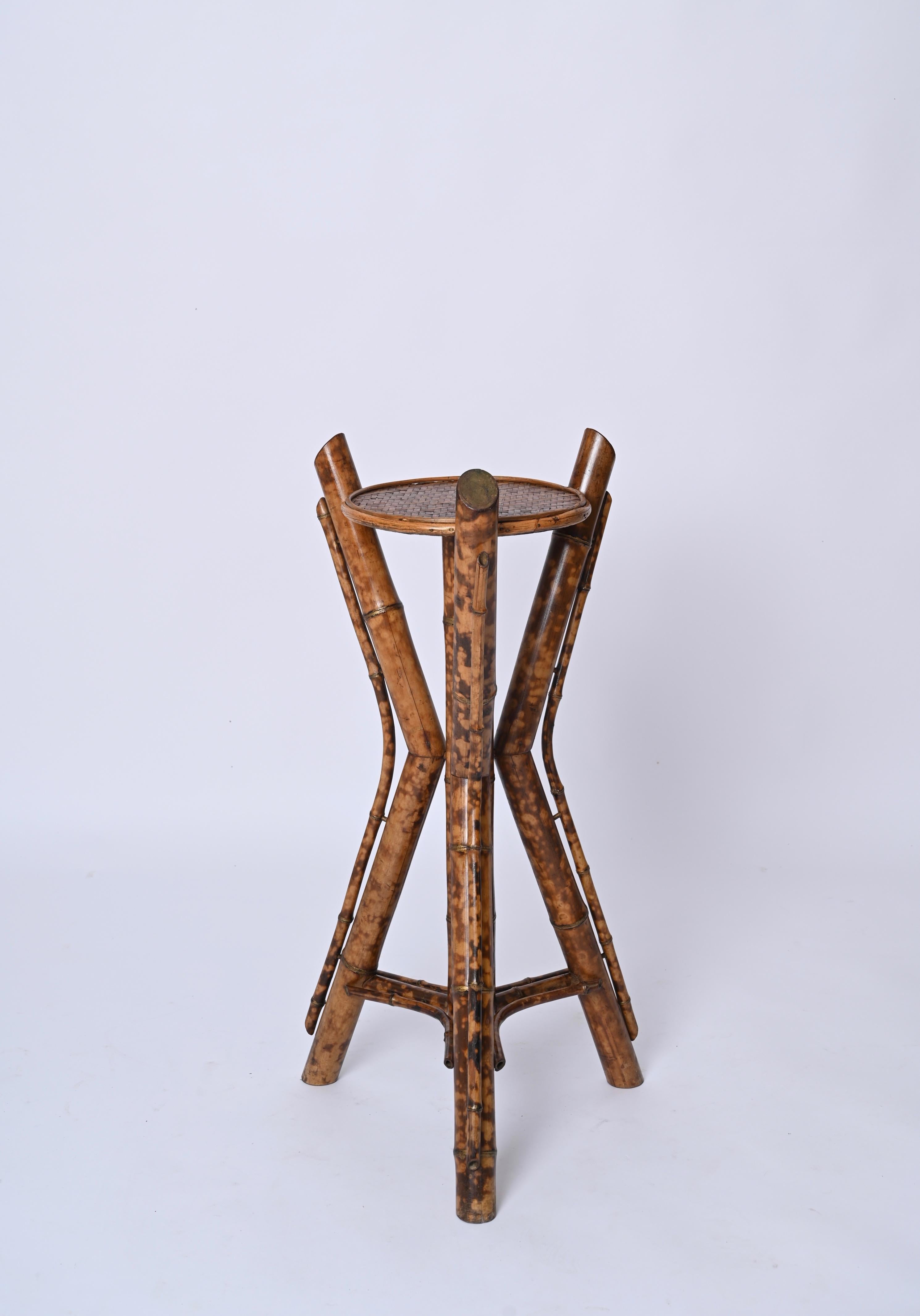 Italian Tiger Bamboo Tripod Pedestals or Plant Stands, Italy 1950s For Sale 6