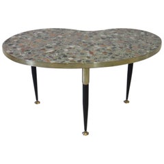 Italian Tile Marble Topped Brass Side Table