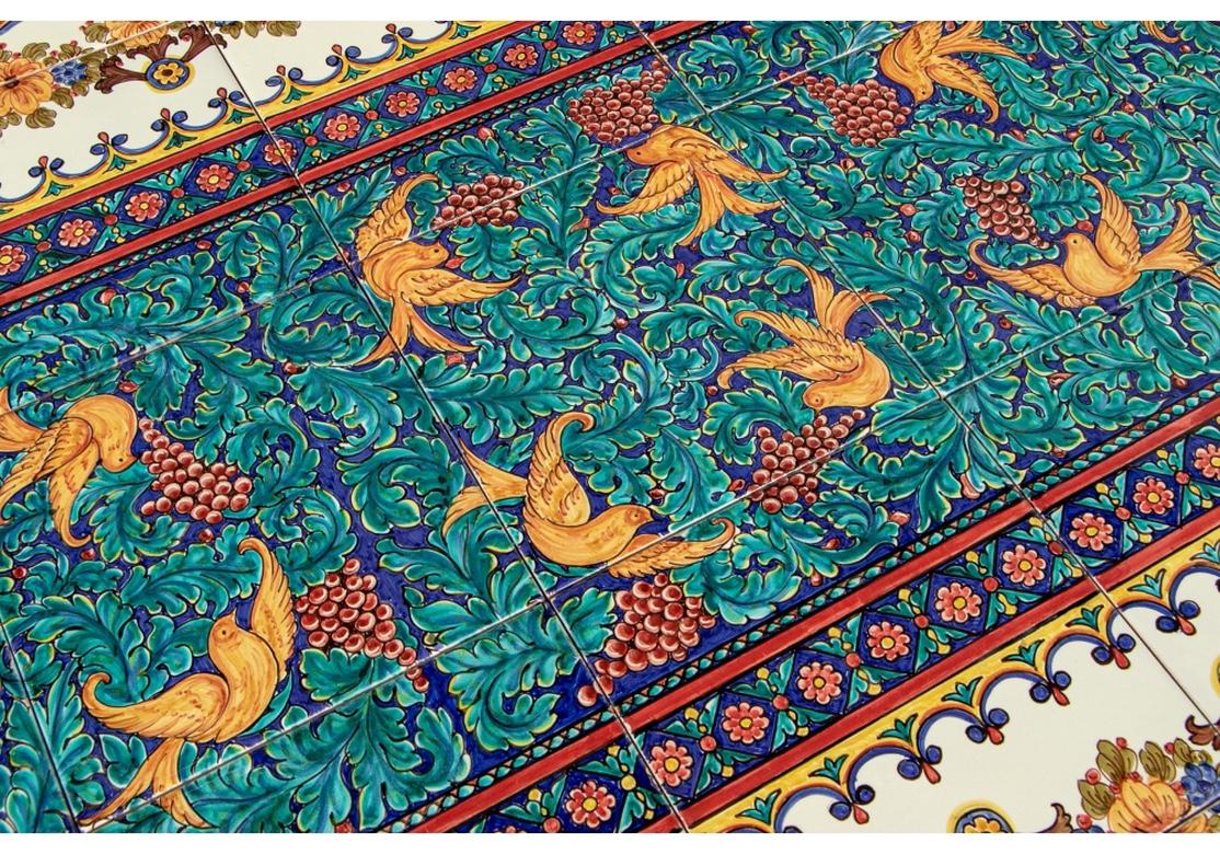 Italian Tile Top Dining Table with Wrought Iron Base at 1stDibs