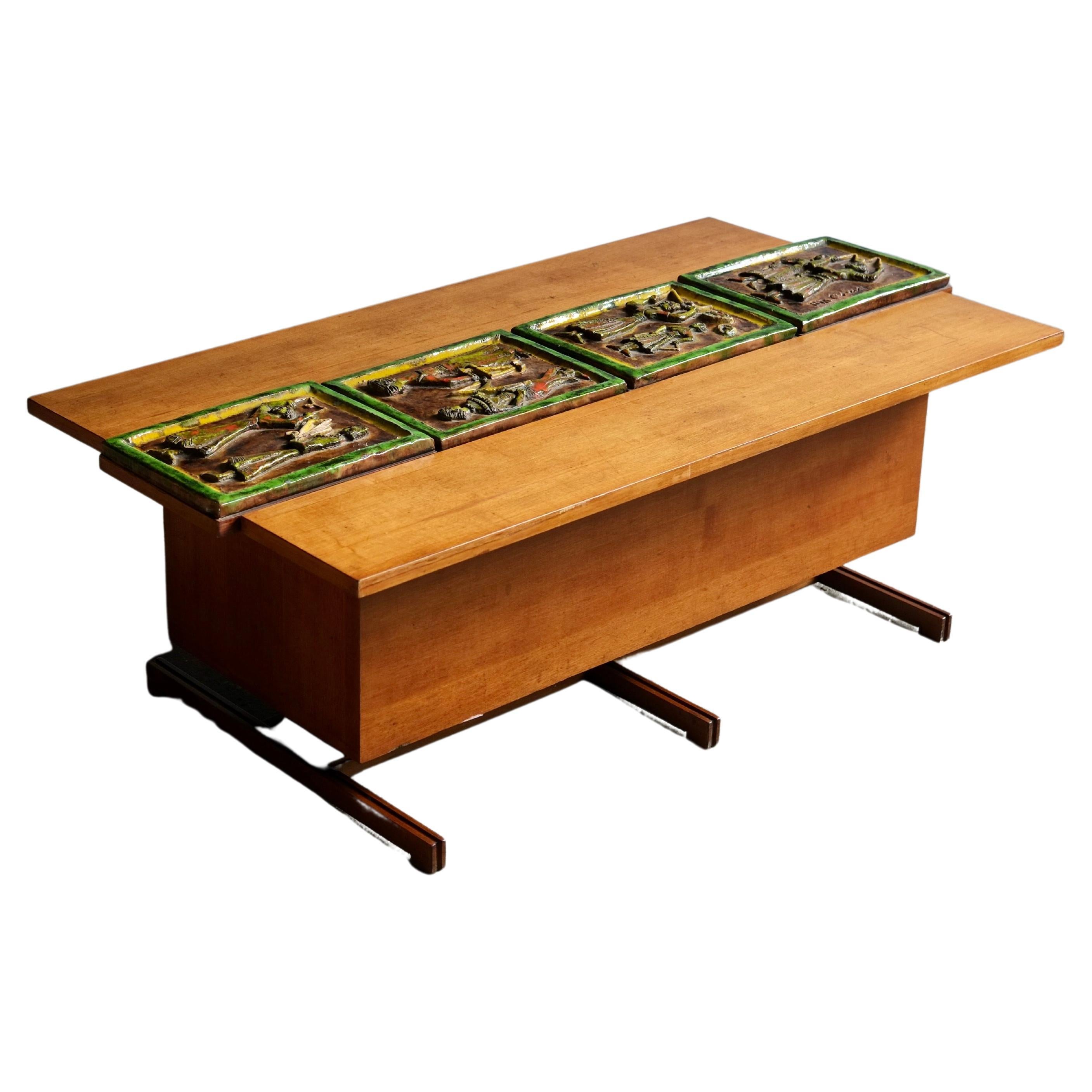 Italian Tiled Cocktail Coffee Table For Sale