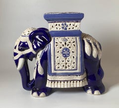Italian Tin Glazed Ceramic Elephant Garden Seat