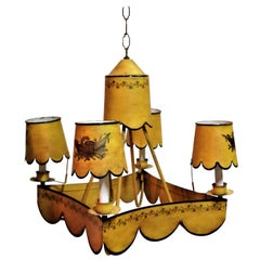 Vintage Italian Tin Tole Painted Neoclassical Style Chandelier