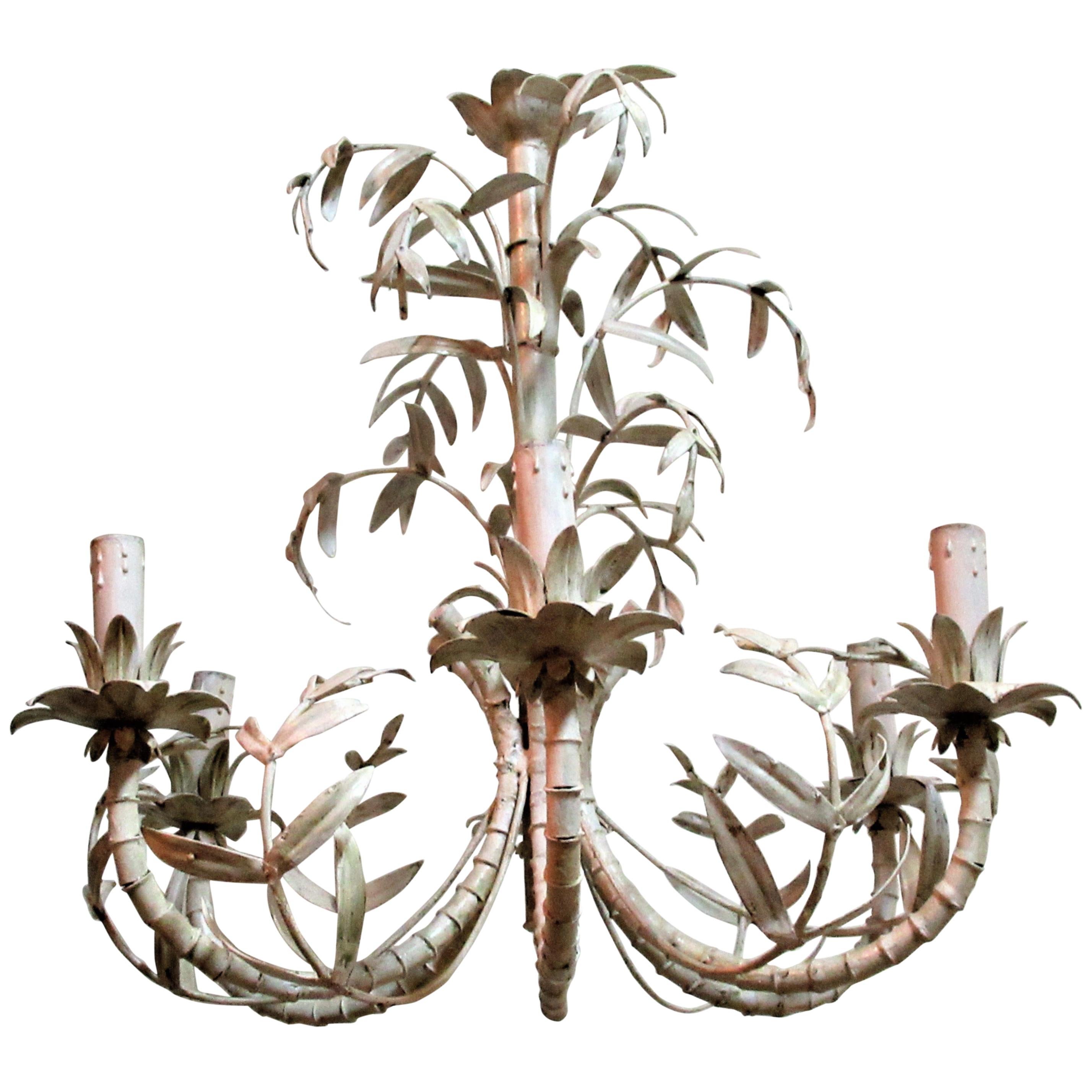 Italian Tin Tole Palm Branch Chandelier