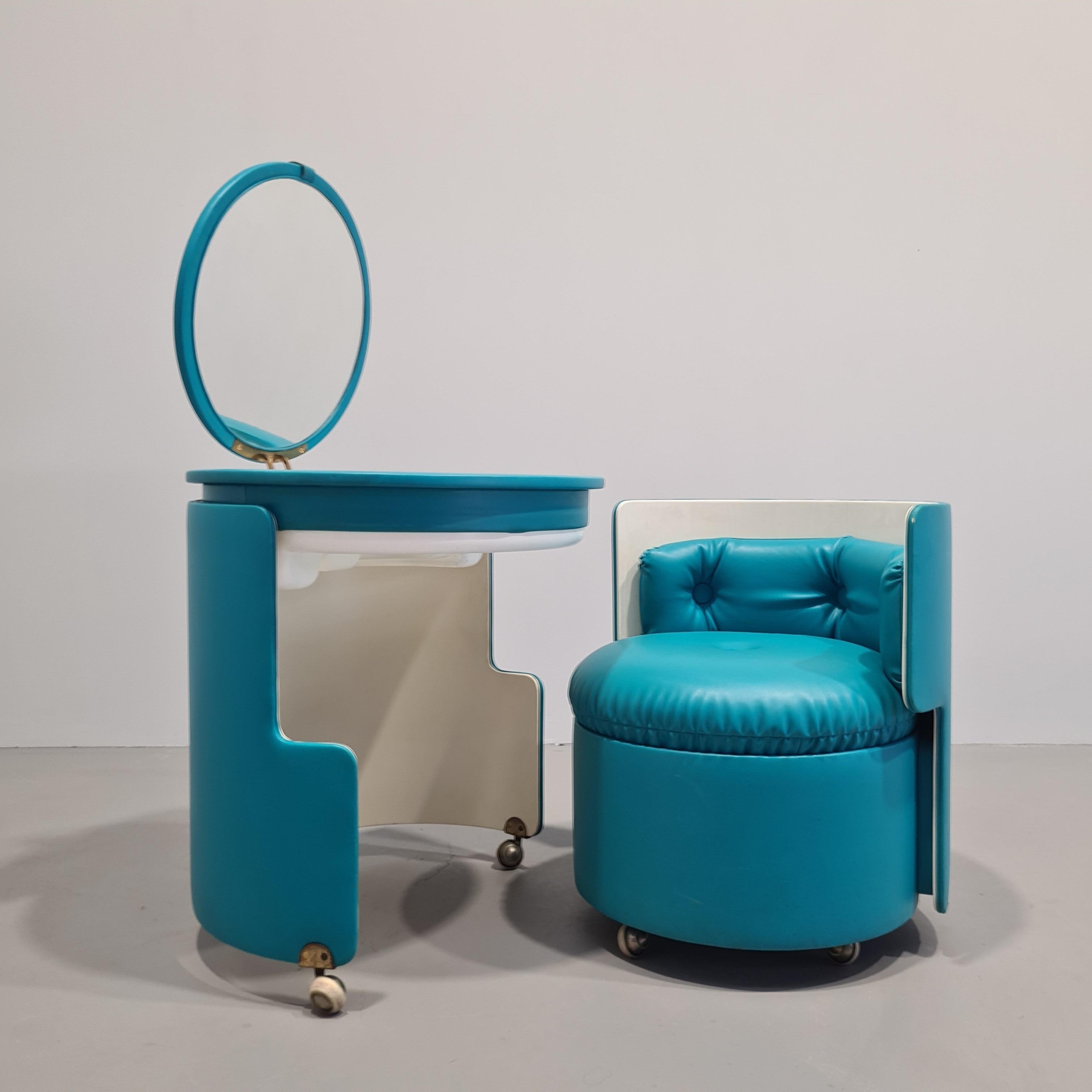Italian italian make-up dressing table with Dilly Dally armchair by L.Massoni for Poltrona Frau