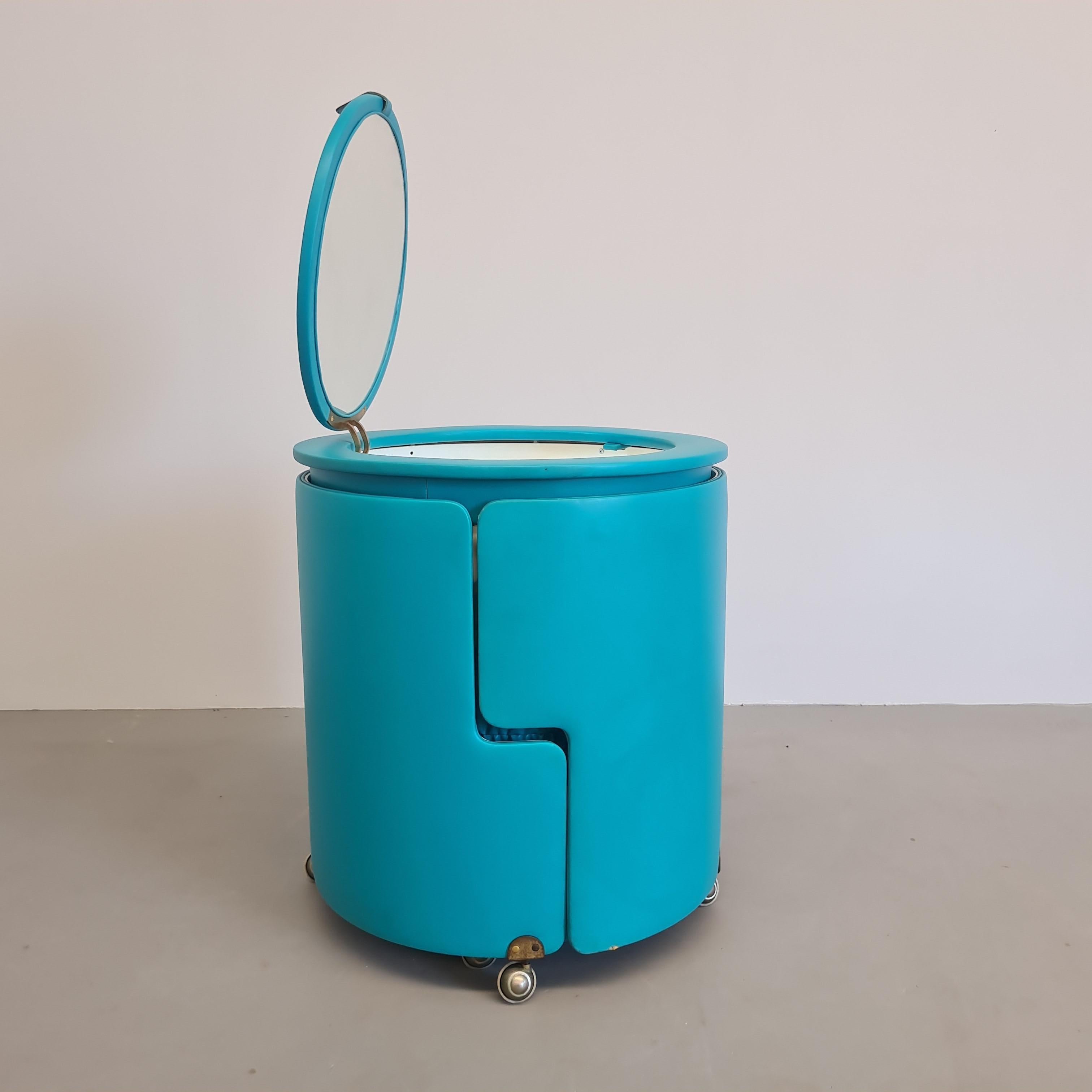 Brass italian make-up dressing table with Dilly Dally armchair by L.Massoni for Poltrona Frau
