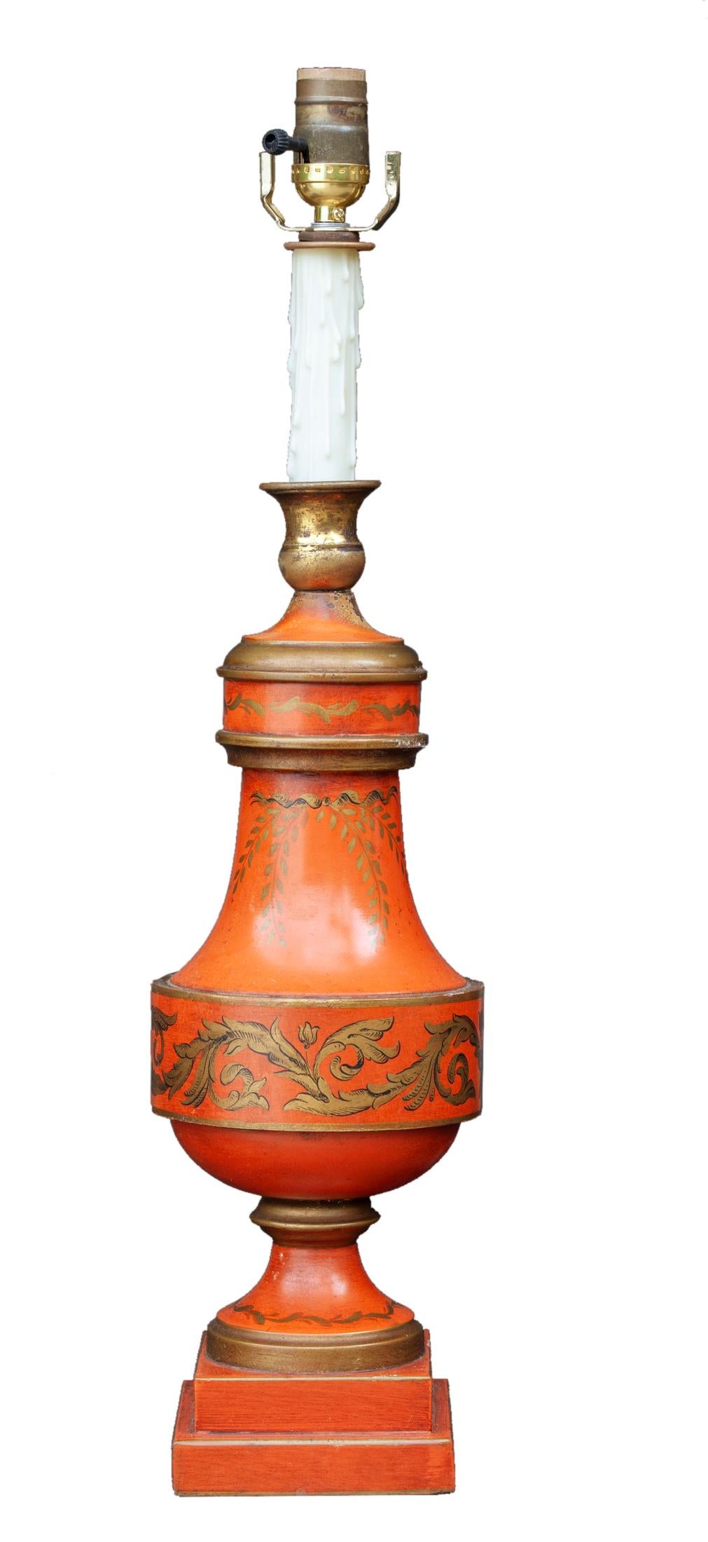 Hand-Painted Italian Toile Table Lamp For Sale