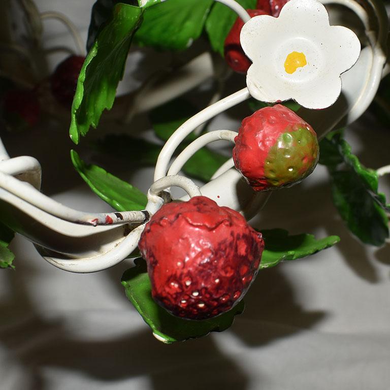 20th Century Italian Tole 6 Light Strawberry Motif Chandelier in the Style of Maison Baguès