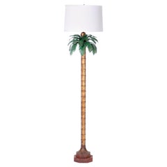 Italian Tole and Gilt Metal Palm Tree Floor Lamp