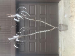 Italian Tole Double Palm Tree in Tole Pot - Silver Aged Bronze Patina