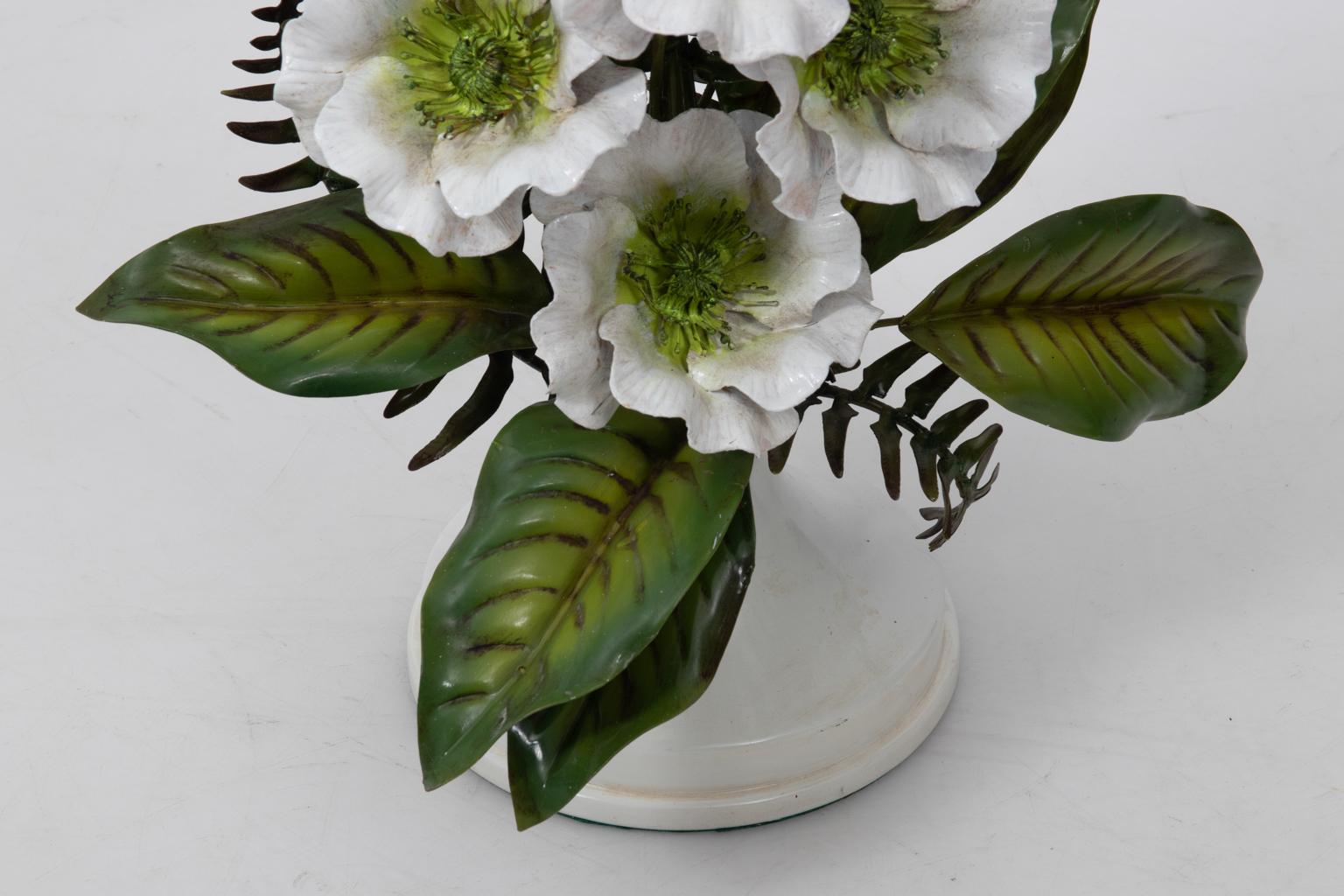 Mid-20th Century Italian Tole Fern and Flower Lamp