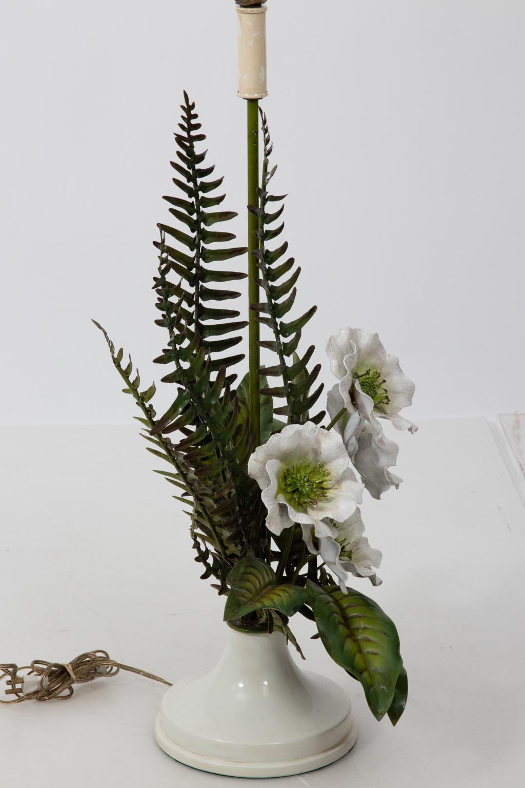 Italian Tole Fern and Flower Lamp 1