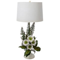 Italian Tole Fern and Flower Lamp