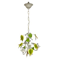 Italian Tole Floral Calla Lily Chandelier