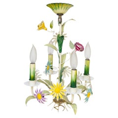 Italian Tole Floral Chandelier