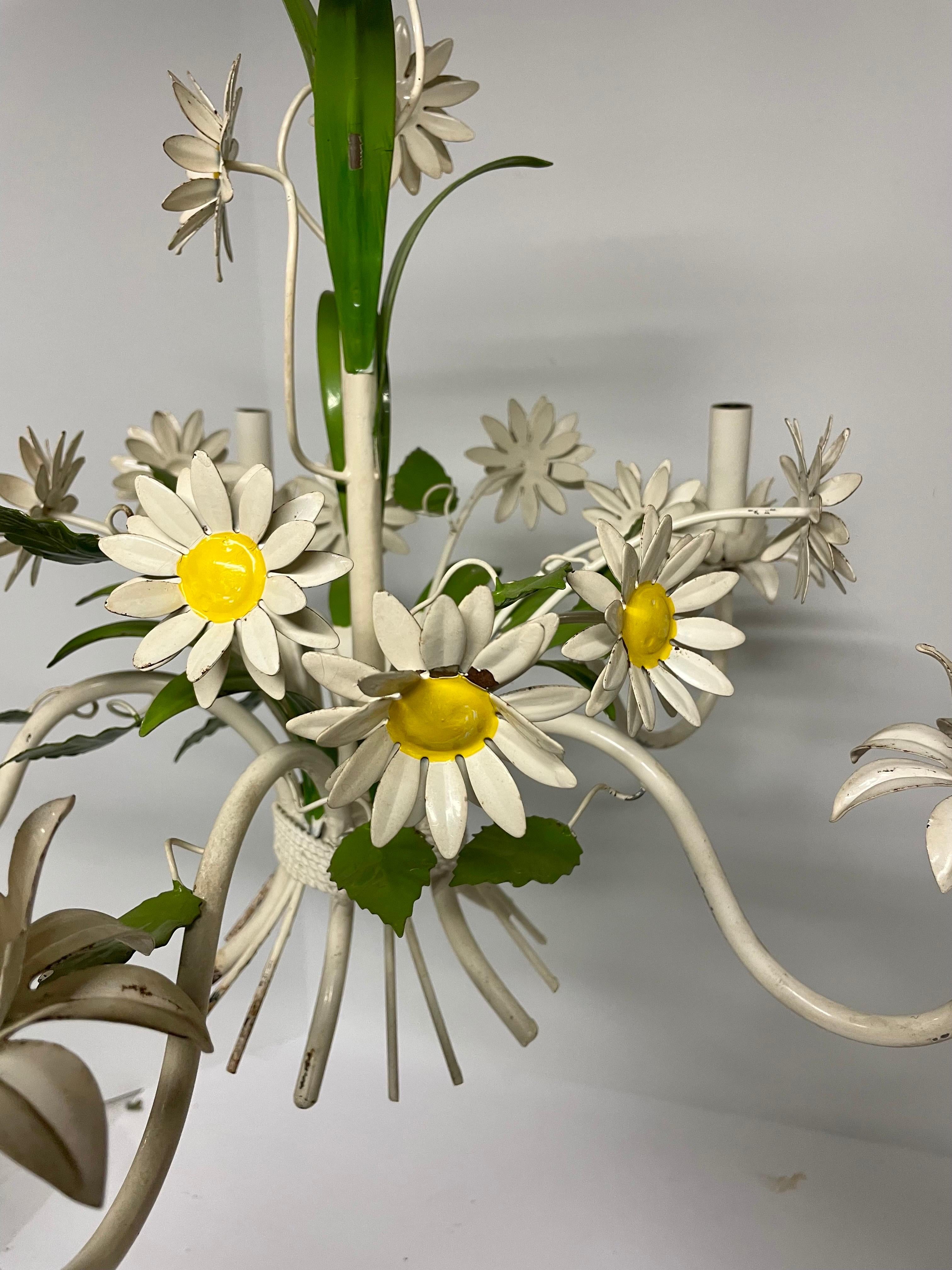 Italian Tole Floral Daisy Chandelier 4