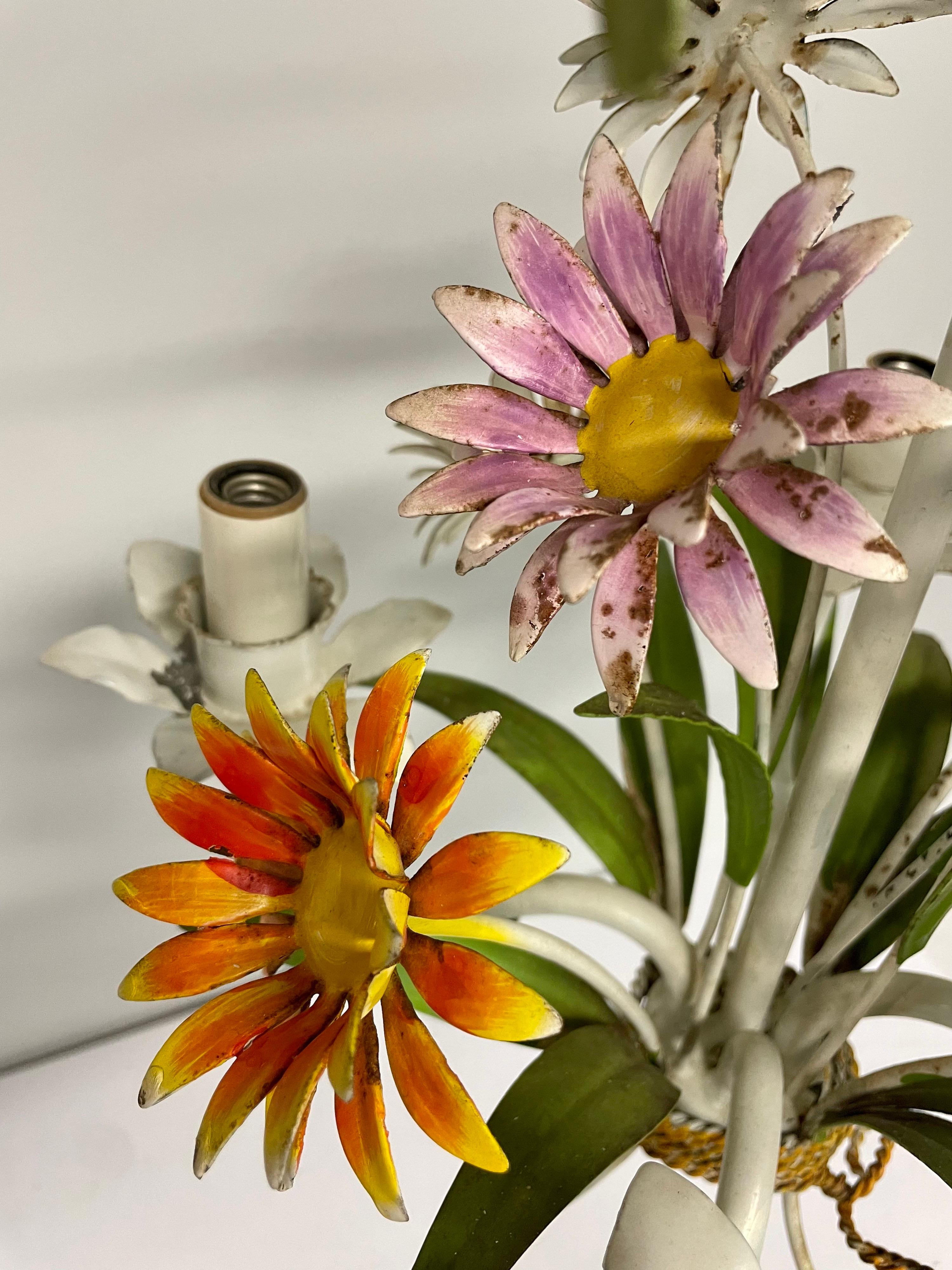 Italian Tole Floral Daisy Chandelier 7