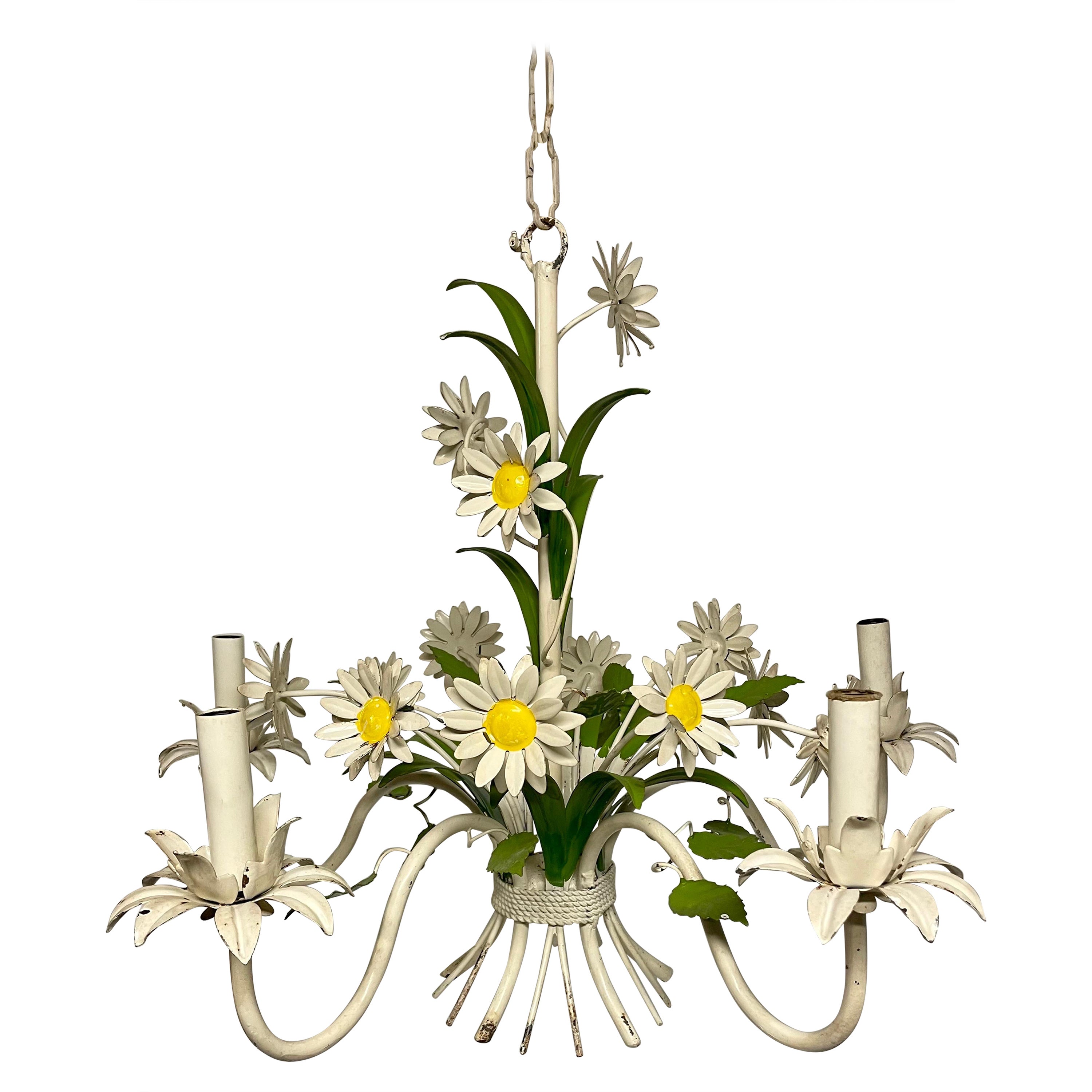 Italian Tole Floral Daisy Chandelier
