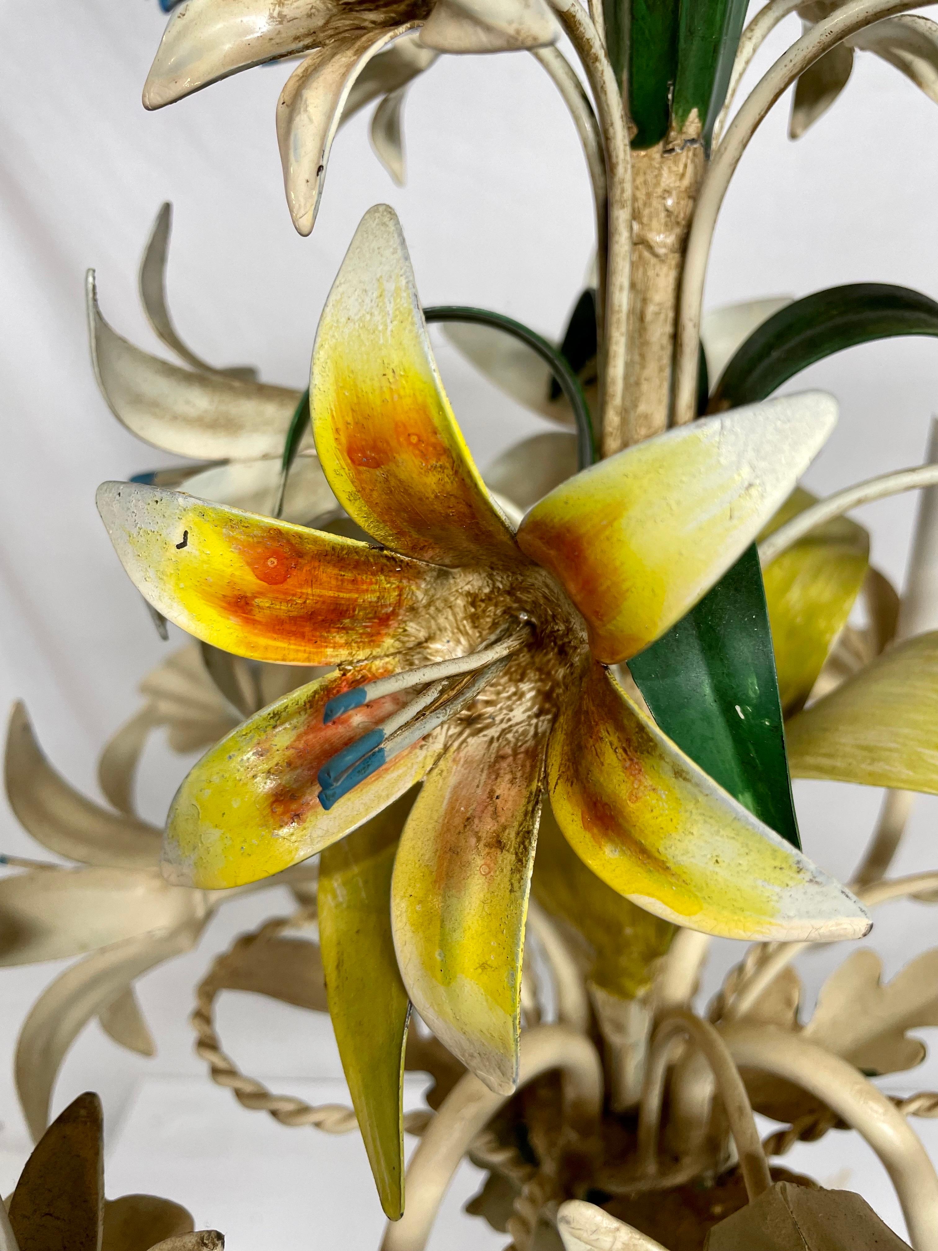 Italian Tole Floral Tole Chandelier with Lilies 9