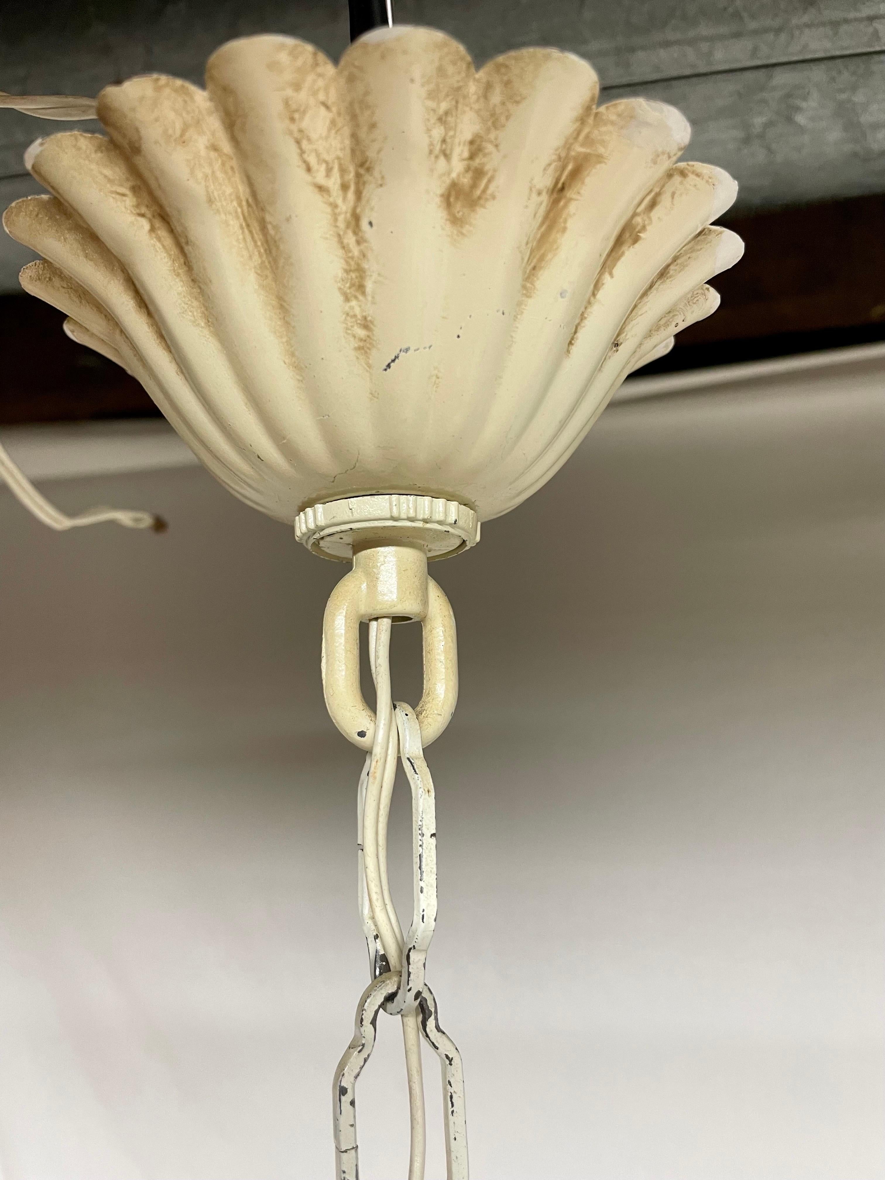 Italian Tole Floral Tole Chandelier with Lilies In Good Condition In New York, NY