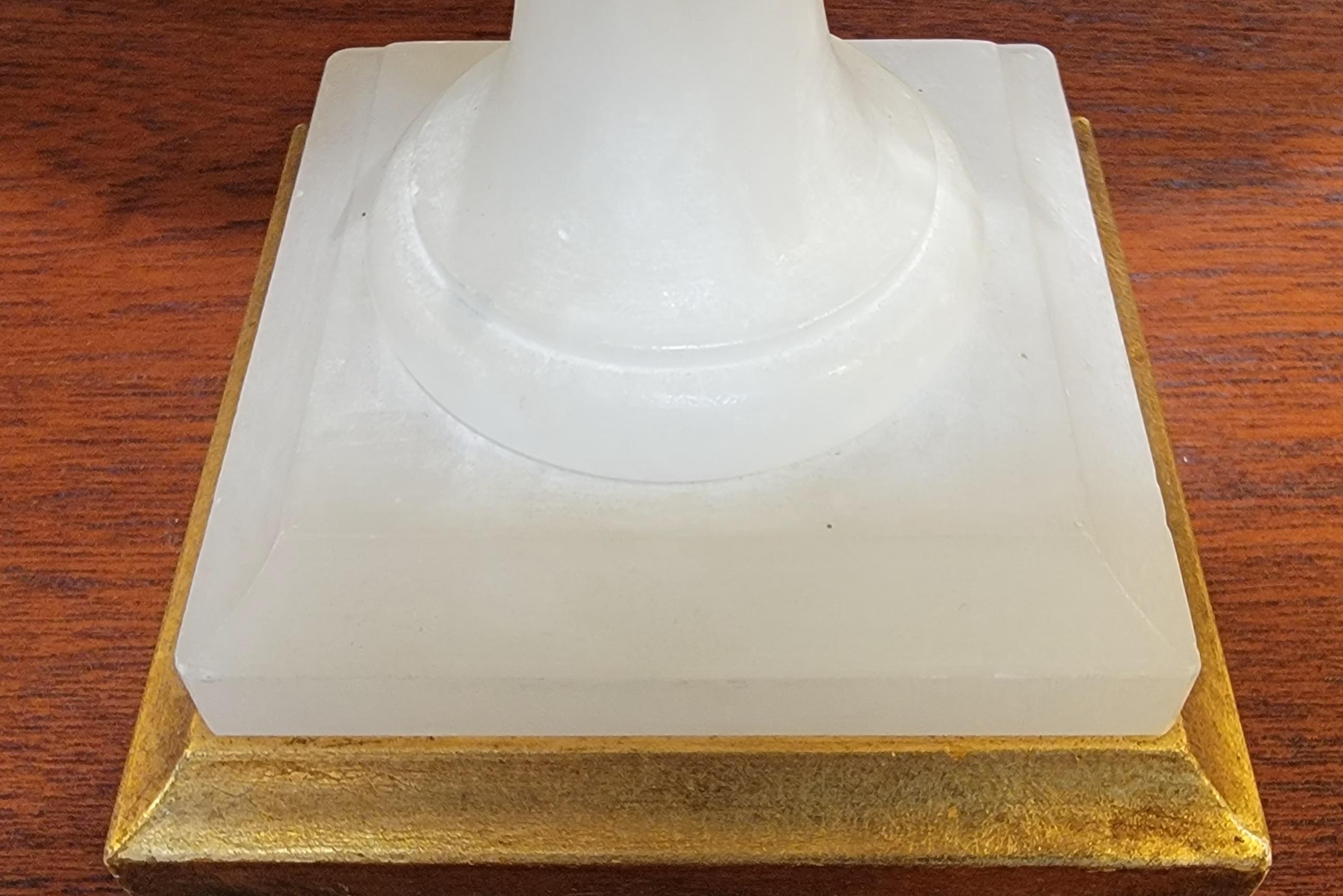 Italian Tole Flower Metal & Alabaster Table Lamp In Good Condition For Sale In Fulton, CA