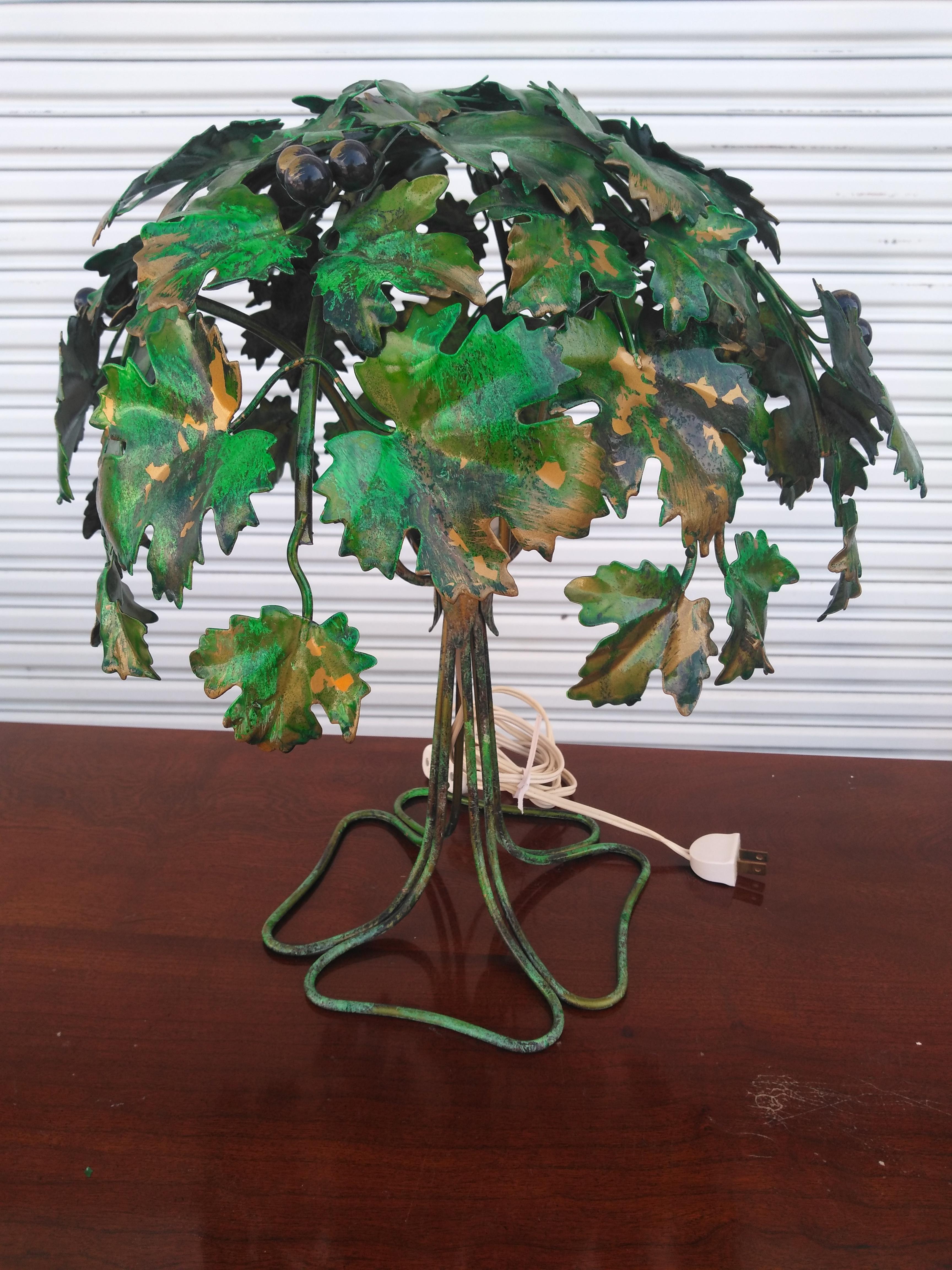 Late 20th Century Italian Tole Grape Tree Lamp