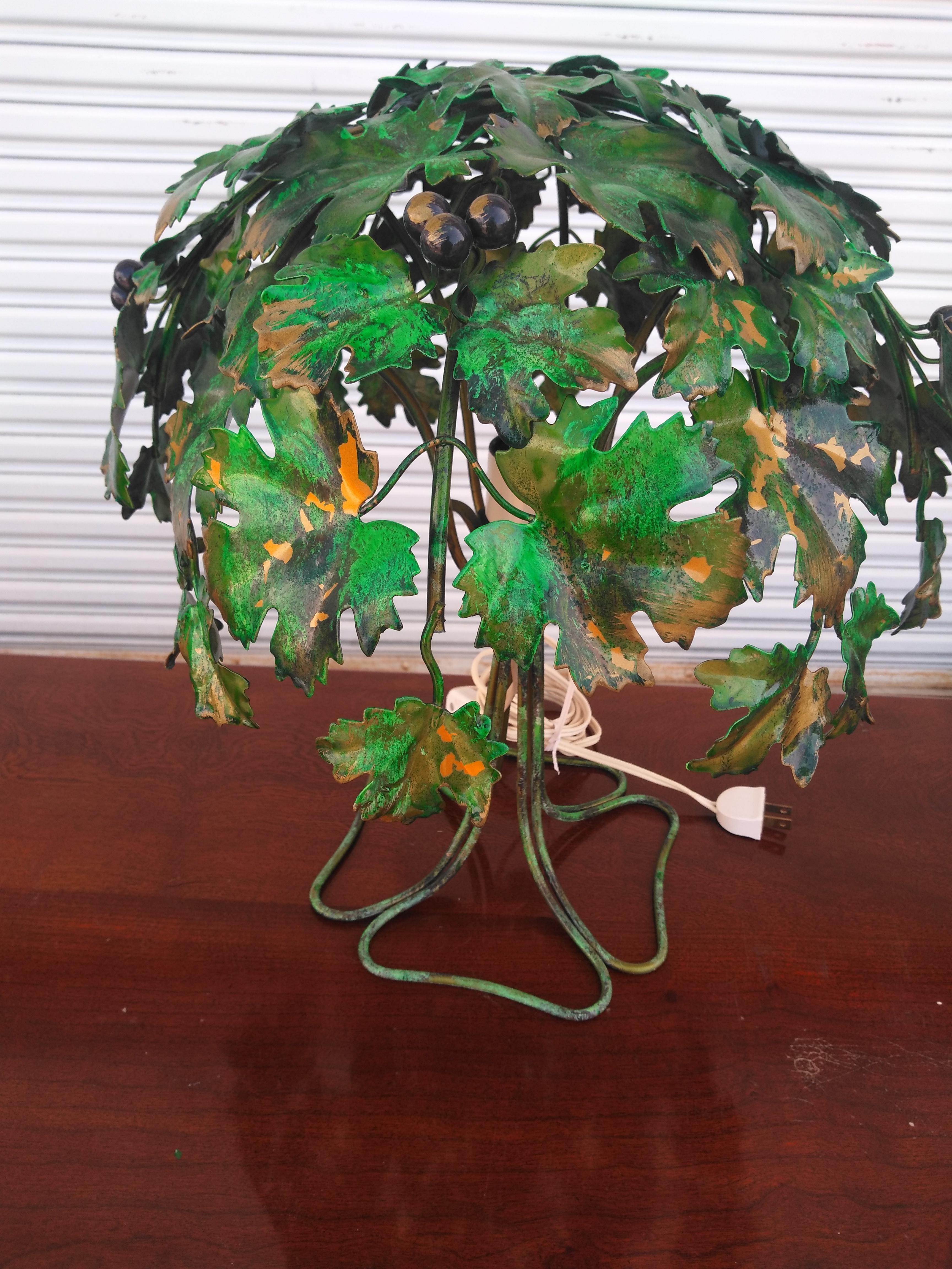 Metal Italian Tole Grape Tree Lamp
