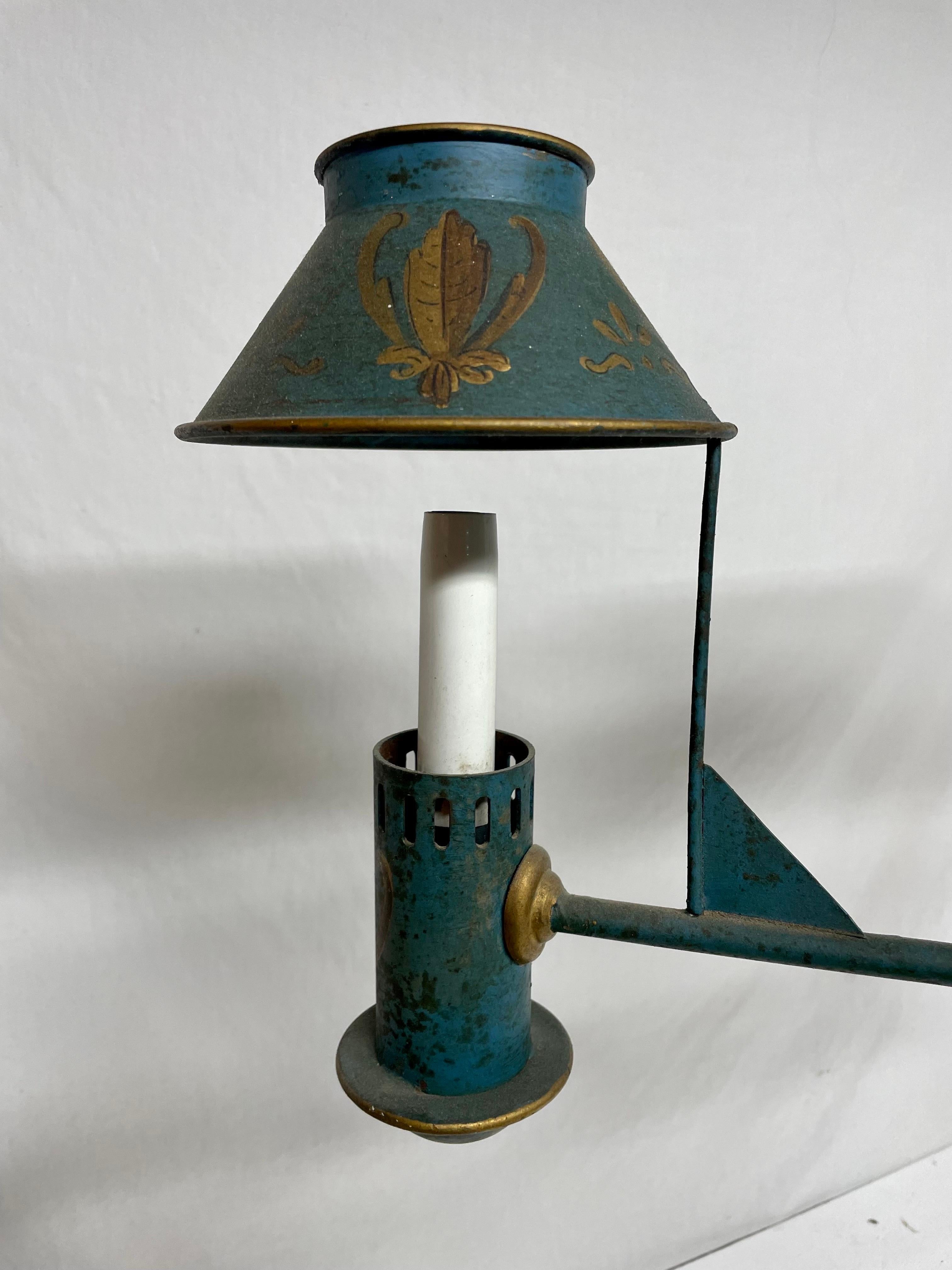 Italian Tole Hand Painted Three Light Chandelier In Good Condition For Sale In New York, NY