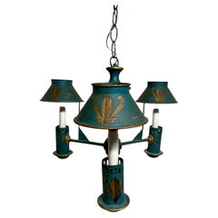 Italian Tole Hand Painted Three Light Chandelier