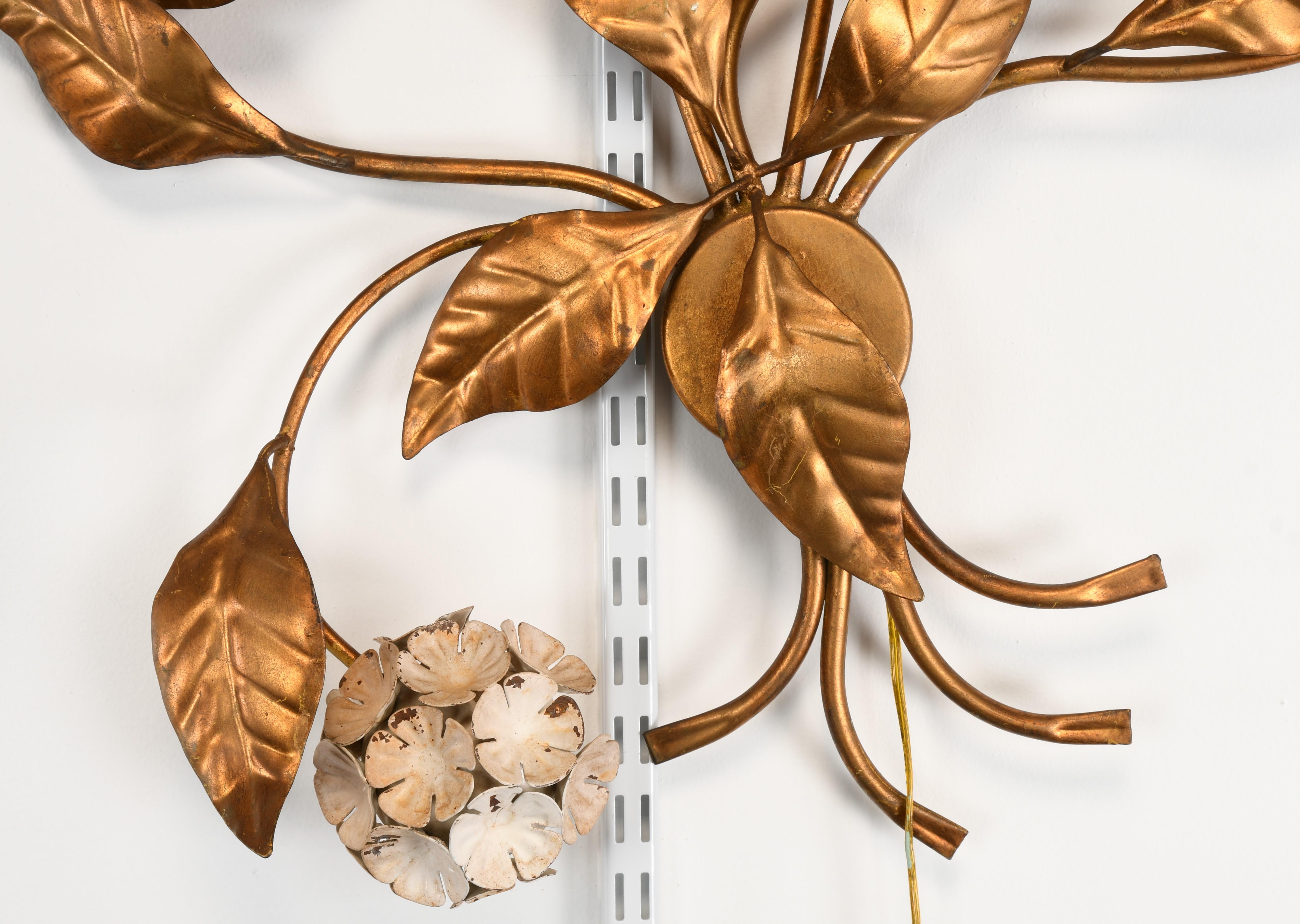 Italian Tole Hydrangea Wall Sculpture, 1950s 1