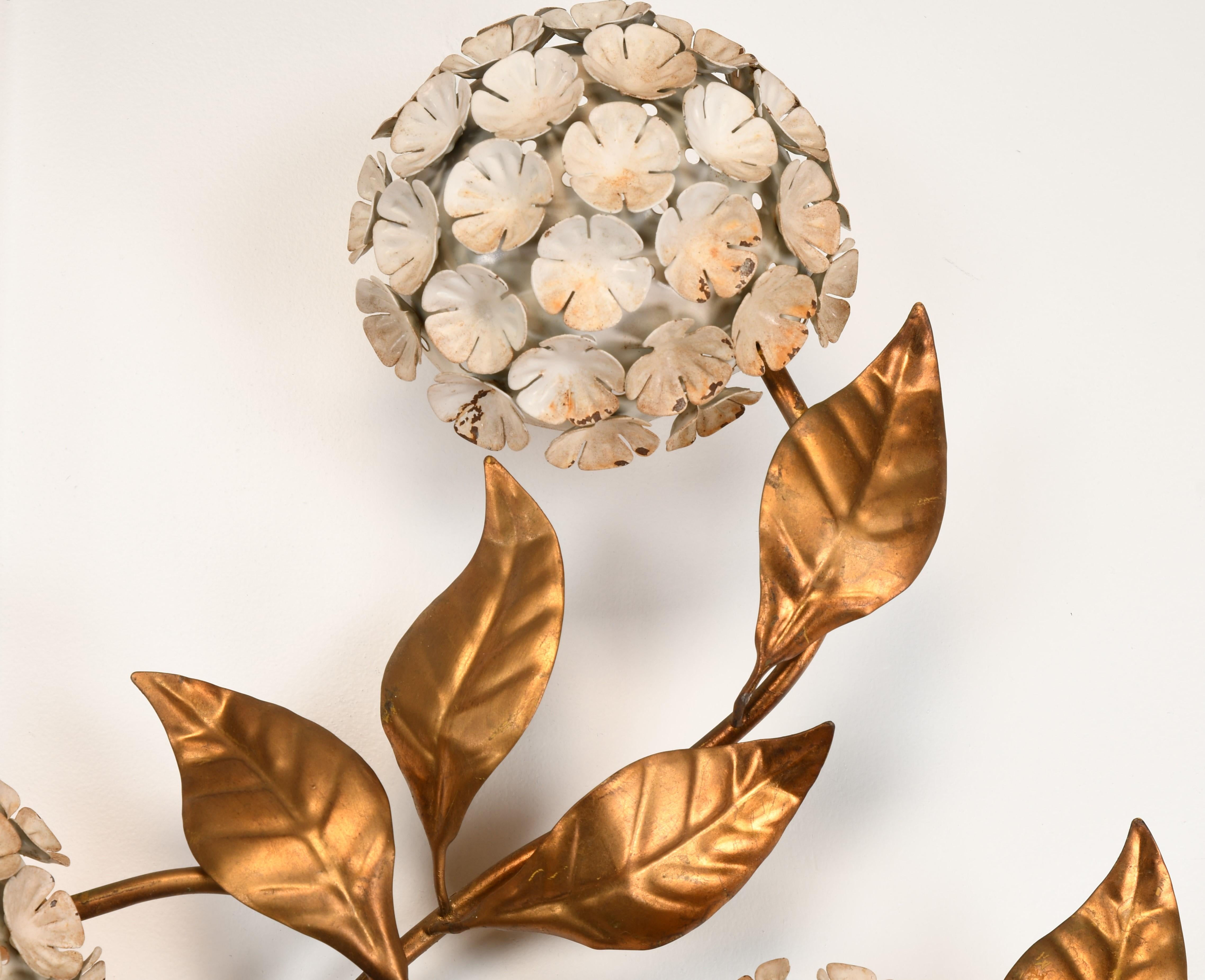 Italian Tole Hydrangea Wall Sculpture, 1950s 2