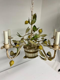 Italian Tole Lemon Floral Chandelier