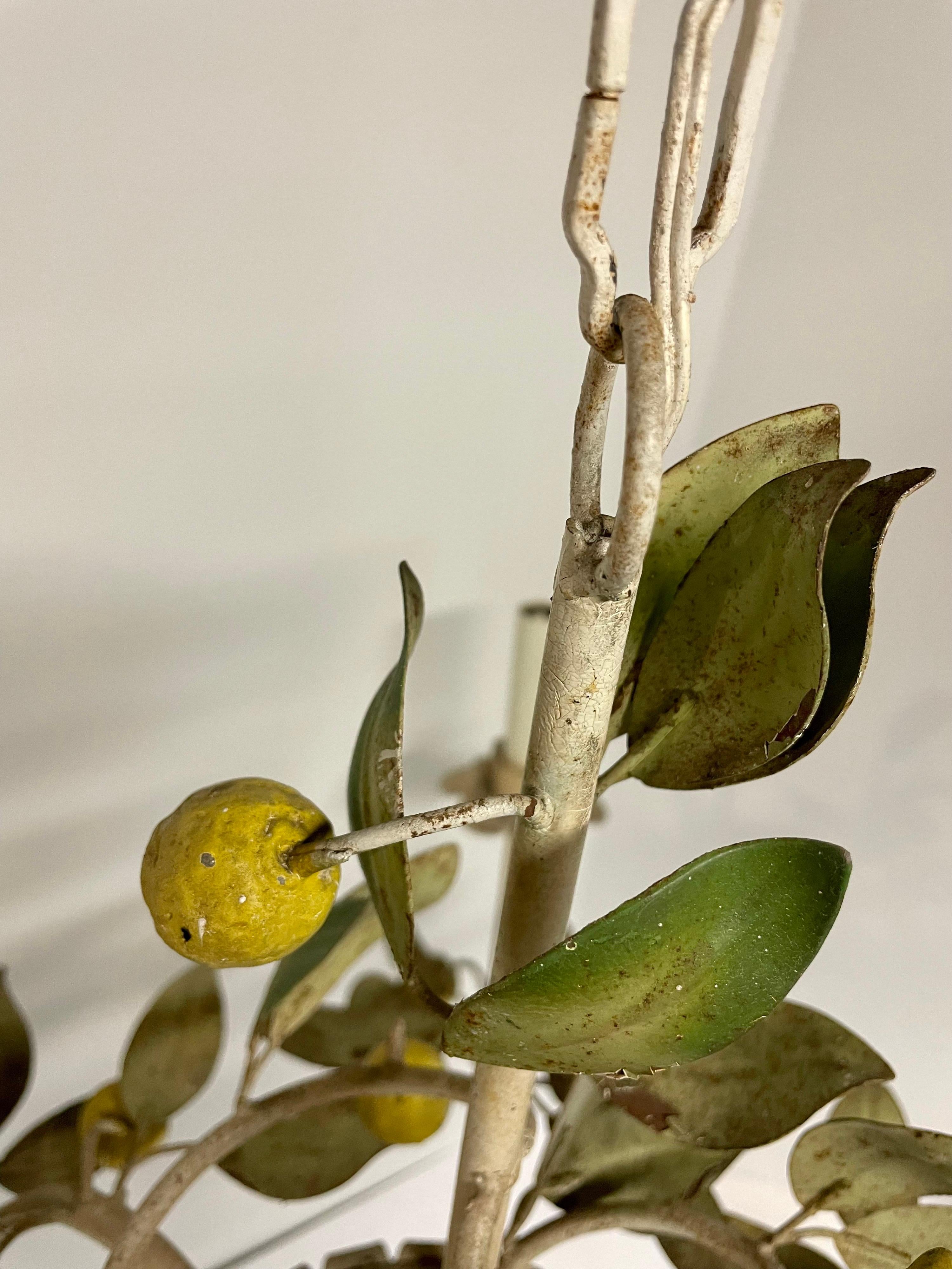Hand-Painted Italian Tole Lemon Floral Chandelier