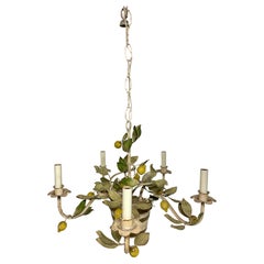 Italian Tole Lemon Floral Chandelier